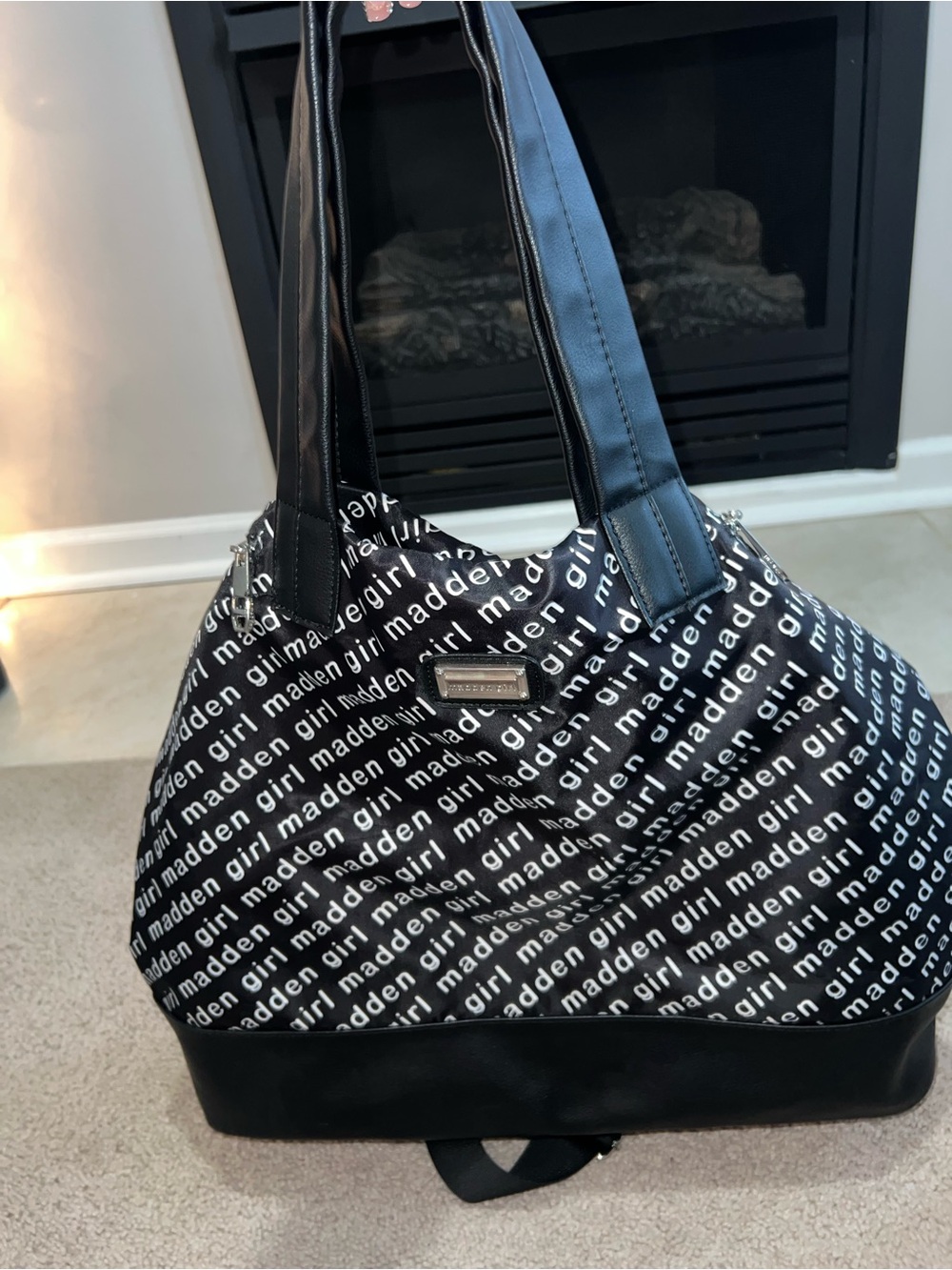 Madden Girl Black and White Logo Tote